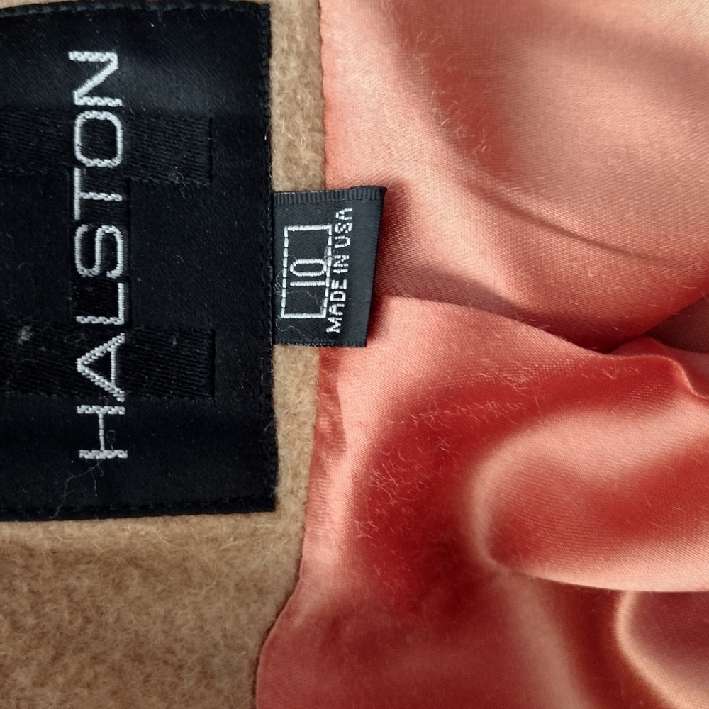 Halston Heritage Camel Double-Breasted Wool Coat - Picture 4 of 8